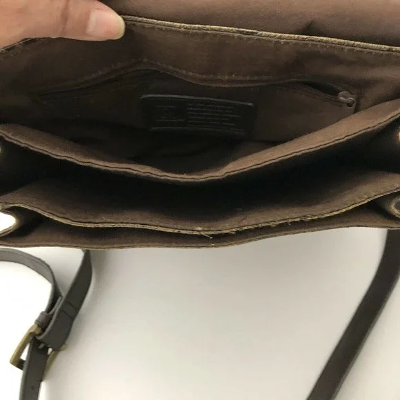 Vintage Relic Brown Paisley Tooled Faux Leather Flap Front Crossbody Satchel Bag - Picture 10 of 12